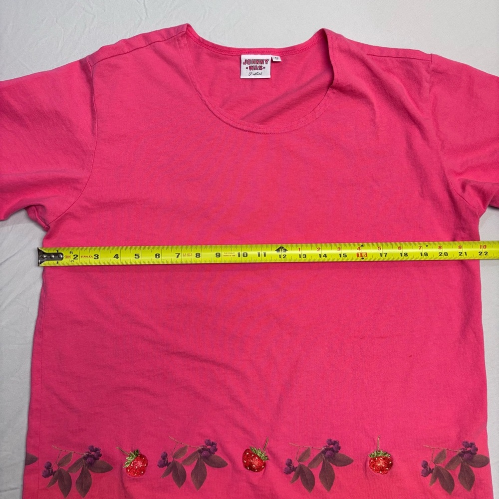 Vintage Johnny Was Pink Strawberry T-Shirt - Picture 7 of 7